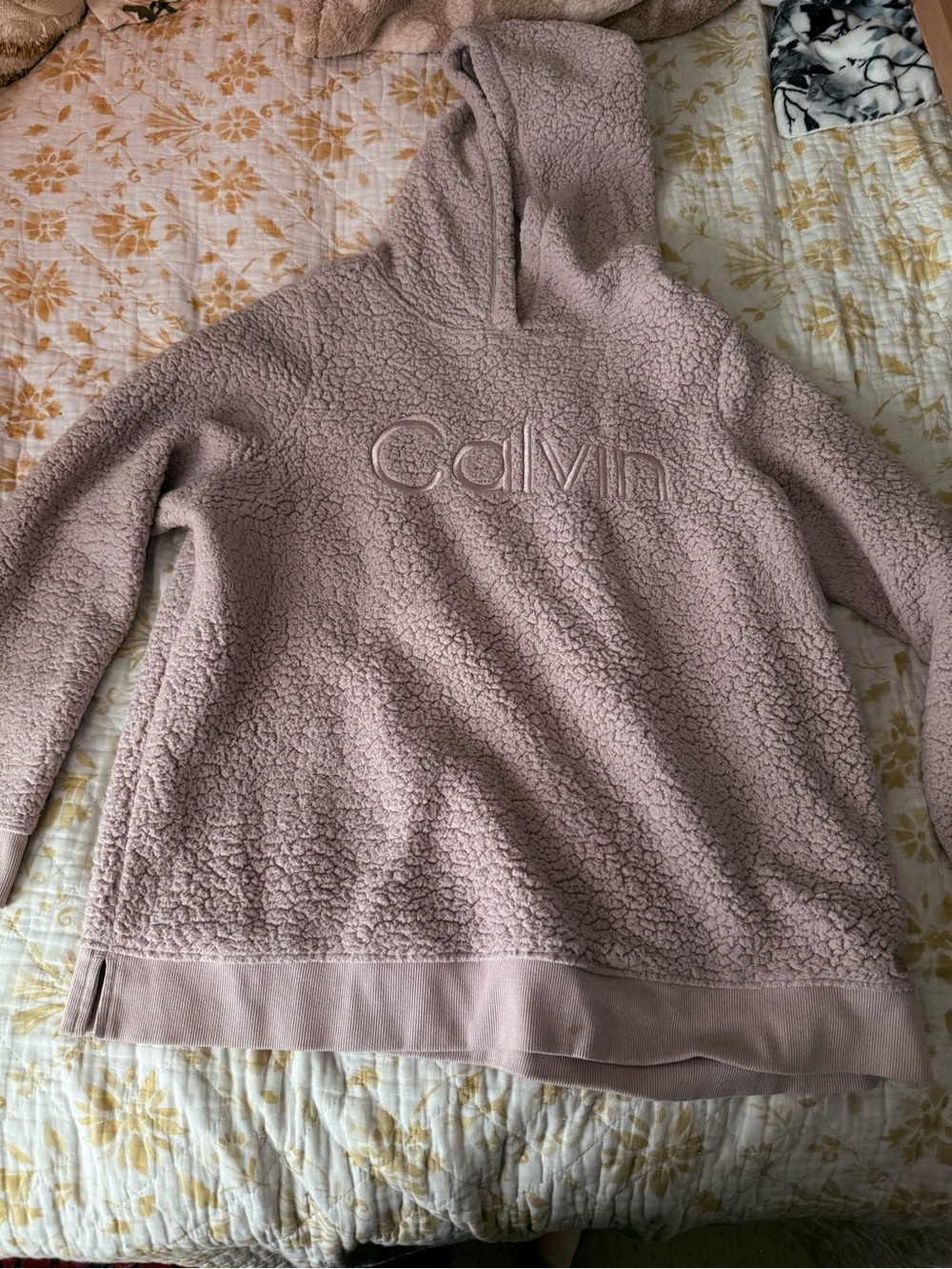 Calvin Klein Light Pink Sherpa Hoodie Pullover
